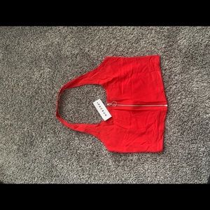 PACSUN red halter zip up crop top